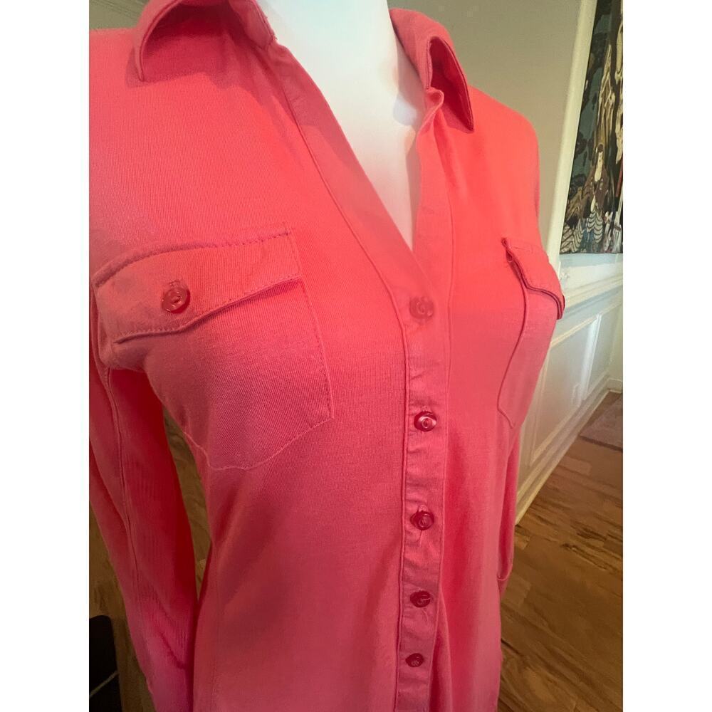 ULTRA FLIRT SALMON PINK LONG SLEEVE BUTTON UP SHIRT DRESS NWT WOMENS LARGE - Picture 3 of 9